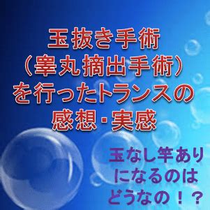 玉抜き手術（睾丸摘出出手術）を行ったトランスの感。